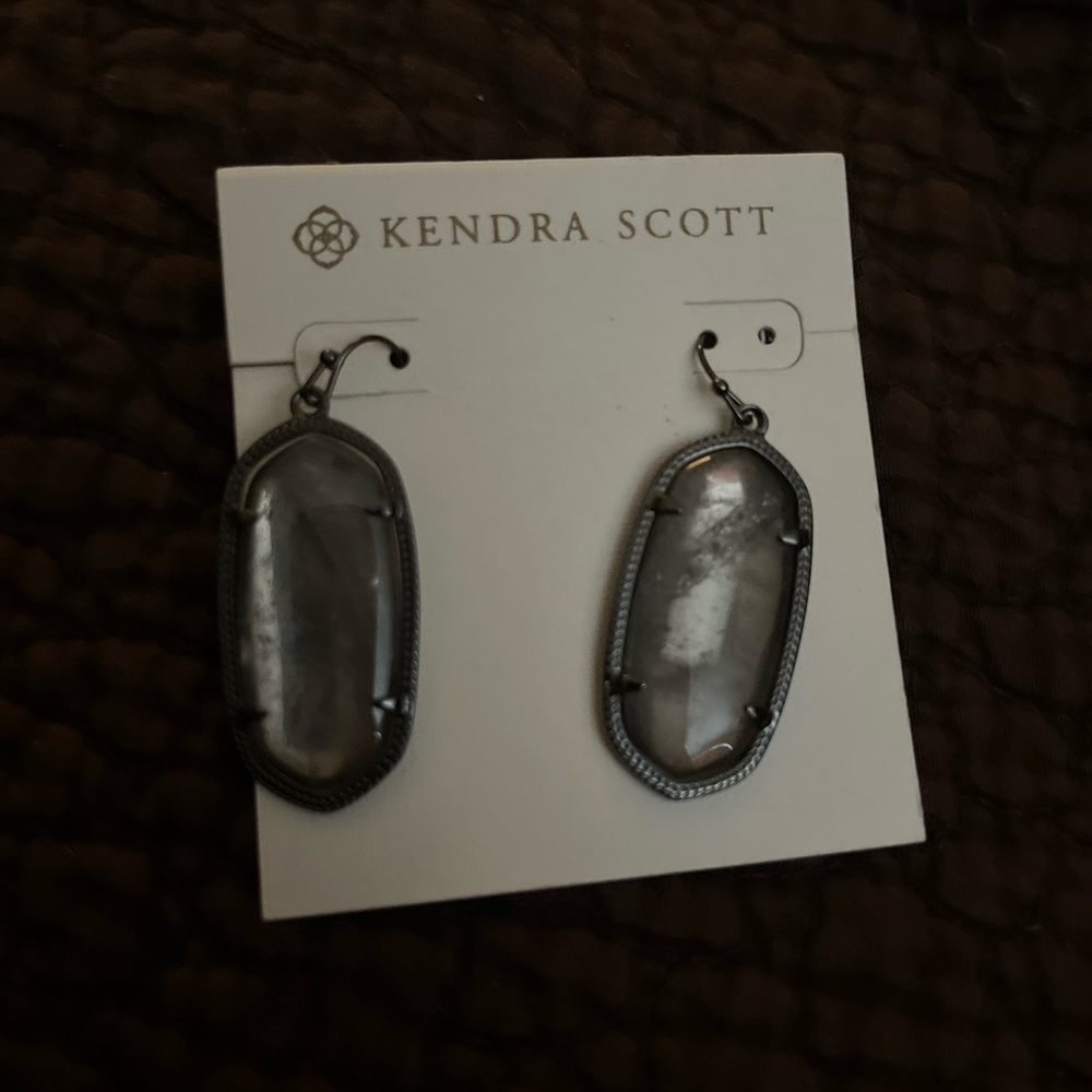 Womens Kendra Scott gunmetal silver ELLE earrings